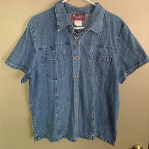 Denim & Co Short Sleeve Shirt Jacket Large